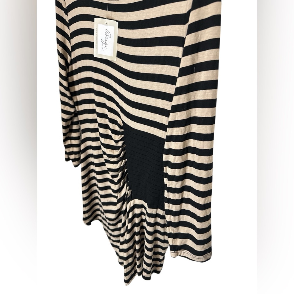 CLOSET CLEANOUT✨Beige by ECI Striped Ruched Tunic Top XL NWT - Picture 3 of 6